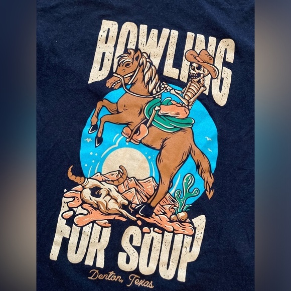 Bowling For Soup T Shirt 2X Skull Cowboy Horse Texas Band T Y2k Music Merch - Picture 2 of 6